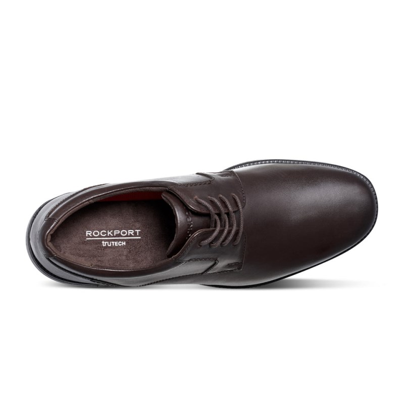 Rockport Charles Road Plain Toe Men Oxford Shoes Dark Brown Singapore | BO6-13191