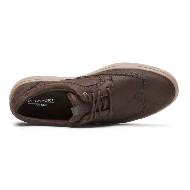 Rockport Colle Wing Tip Men Walking Shoes Dark Brown Singapore | YD6-82208