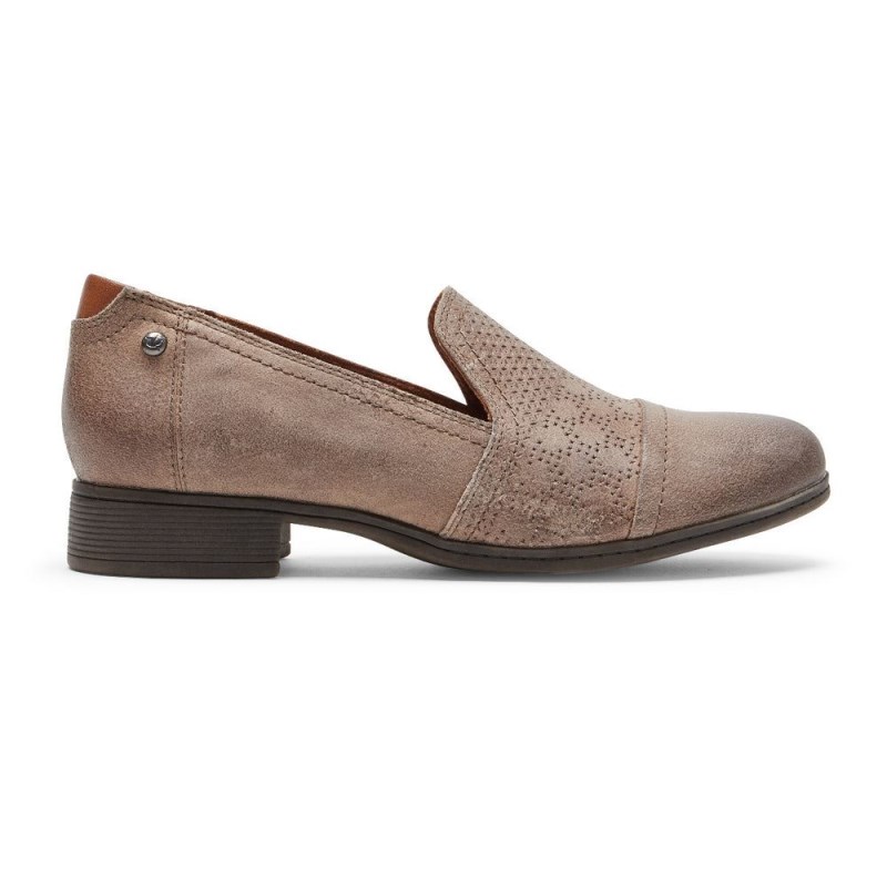 Rockport Crosbie Slip-On Women Loafers Grey Brown Singapore | PP8-26082