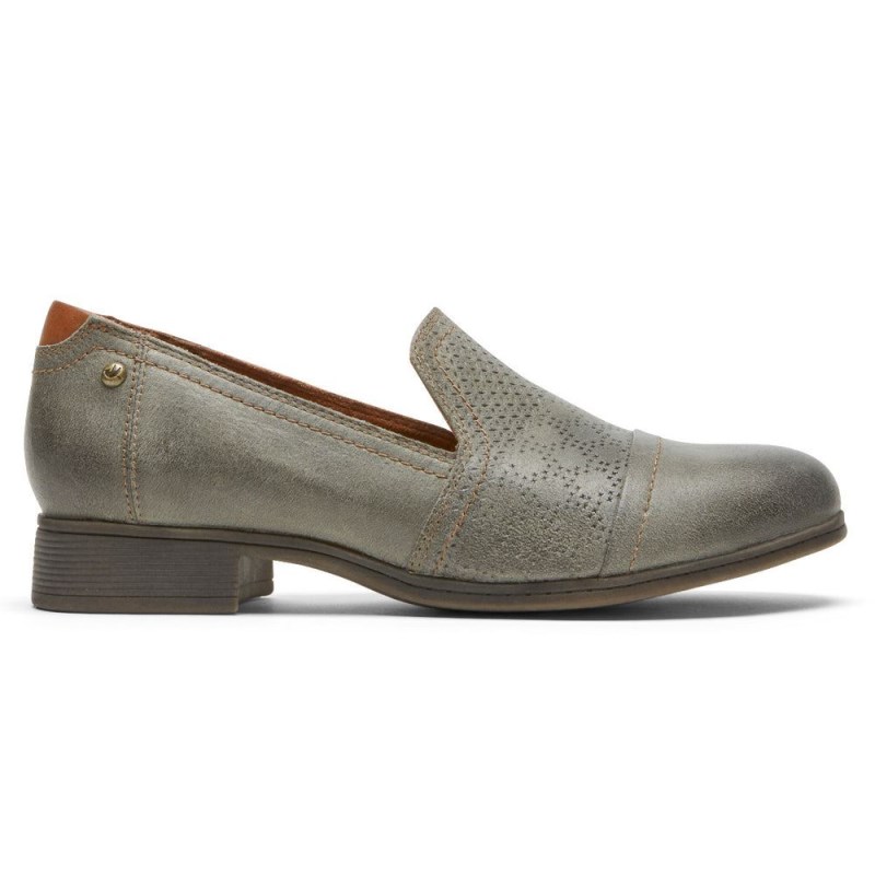 Rockport Crosbie Slip-On Women Loafers Grey Green Singapore | EL6-25952