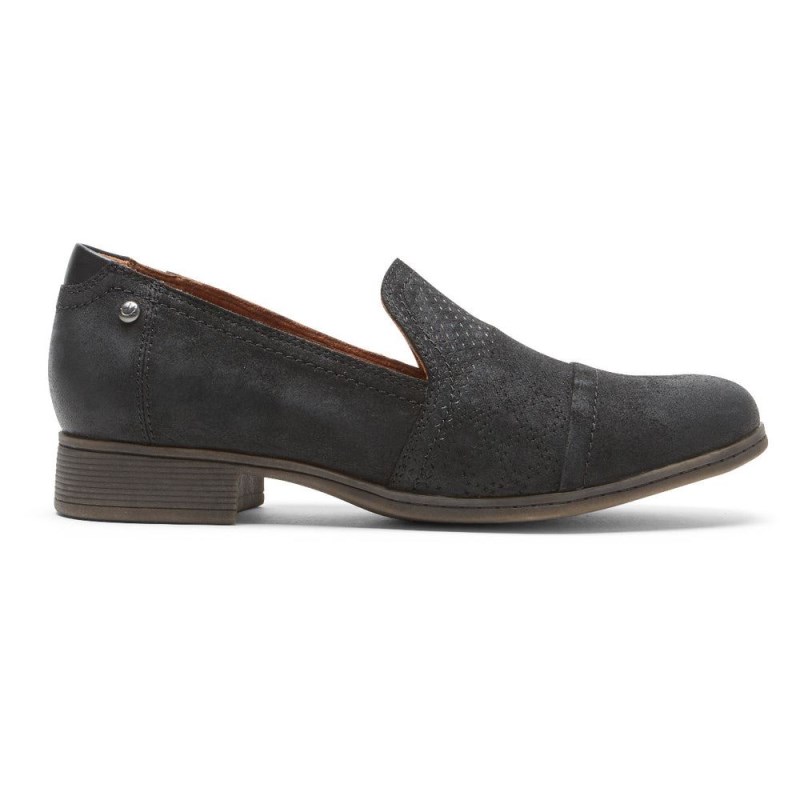 Rockport Crosbie Women Slip Ons Black Singapore | OH7-51155