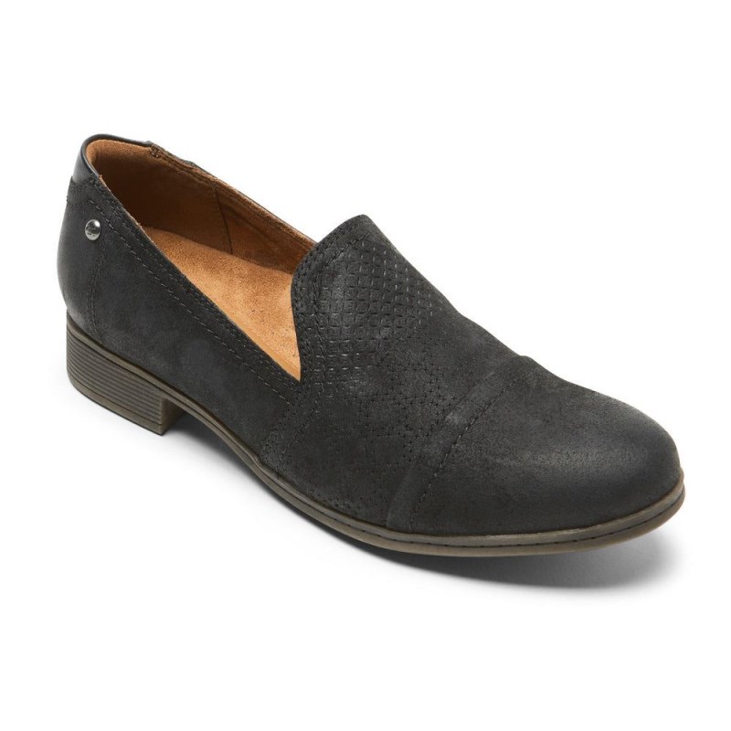 Rockport Crosbie Women Slip Ons Black Singapore | OH7-51155