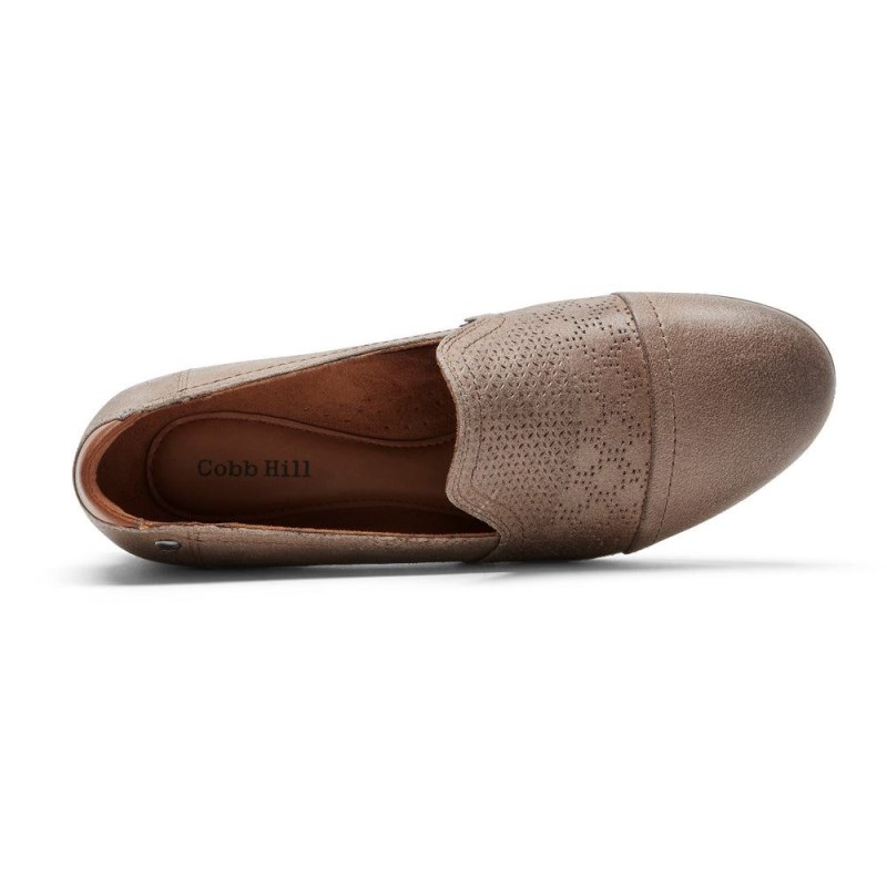 Rockport Crosbie Women Slip Ons Grey Brown Singapore | FP2-47424