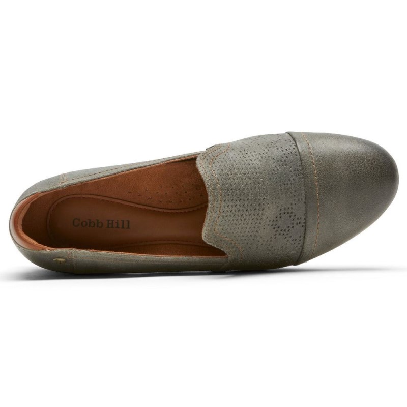 Rockport Crosbie Women Slip Ons Grey Green Singapore | SU8-83088