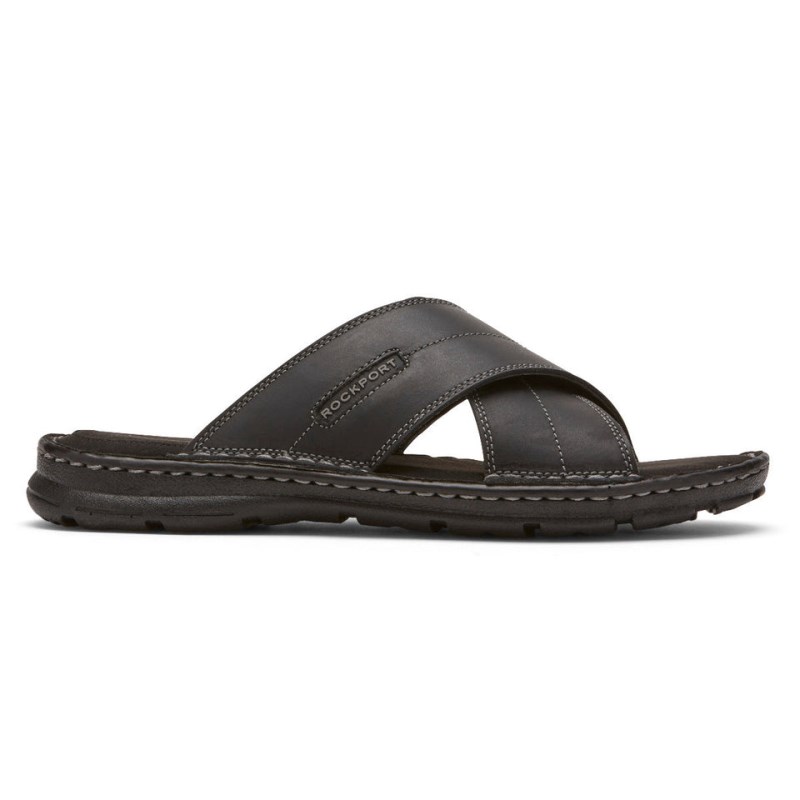 Rockport Darwyn Cross Band Men Slides Black Singapore | EU3-83828