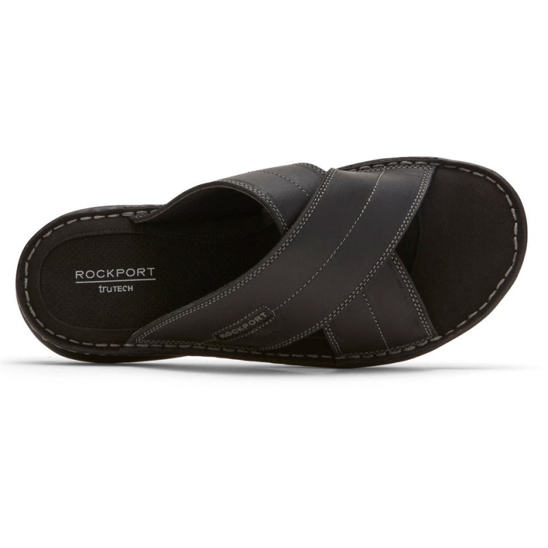 Rockport Darwyn Cross Band Men Slides Black Singapore | EU3-83828