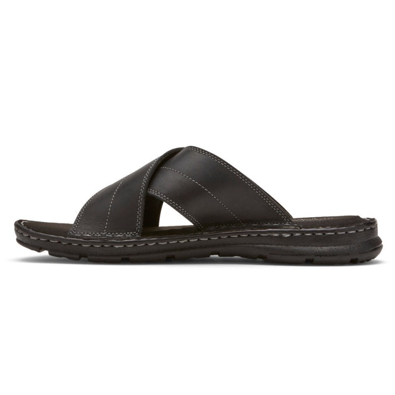 Rockport Darwyn Cross Band Men Slides Black Singapore | EU3-83828