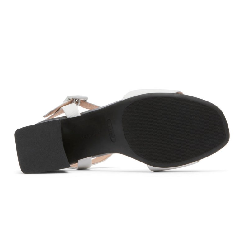 Rockport Farrah 2-Strap Women Heeled Sandals White/Black Singapore | QS7-79217