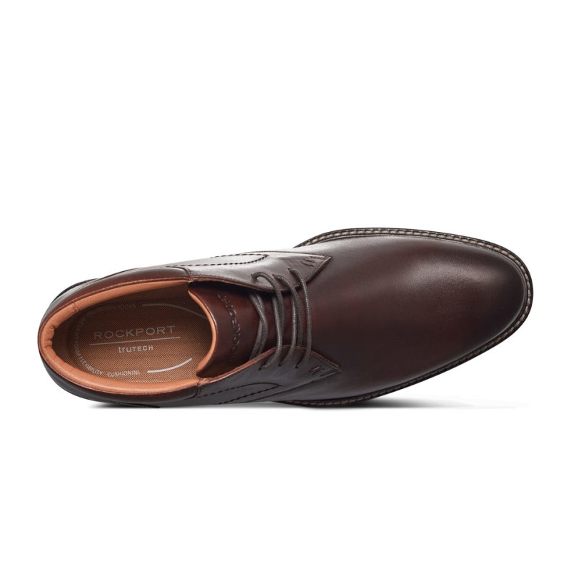 Rockport Flynn Lace-up Almond Toe Casual Men Chukka Boots Dark Brown Singapore | PM3-07360