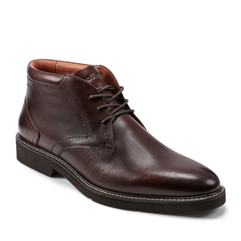 Rockport Flynn Lace-up Almond Toe Casual Men Chukka Boots Dark Brown Singapore | PM3-07360