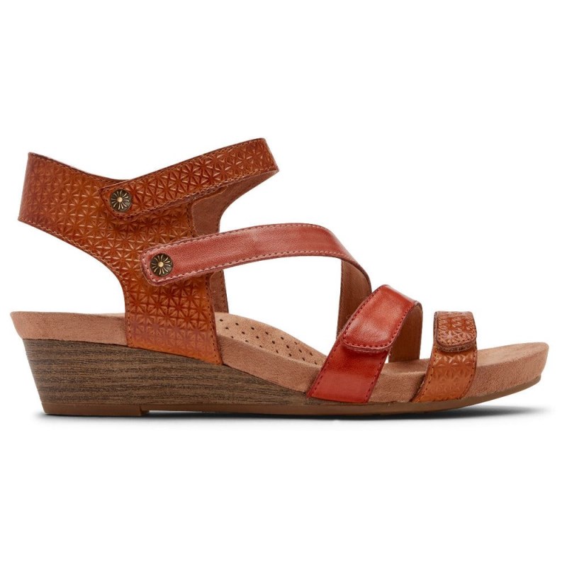 Rockport Hollywood 4-Strap Women Wedge Sandals Brown Multi Singapore | XW9-01730