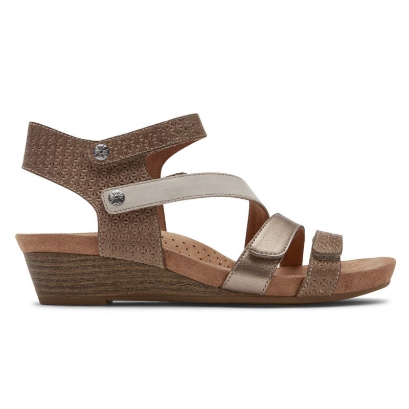 Rockport Hollywood 4-Strap Women Wedge Sandals Gold Singapore | GY4-27782