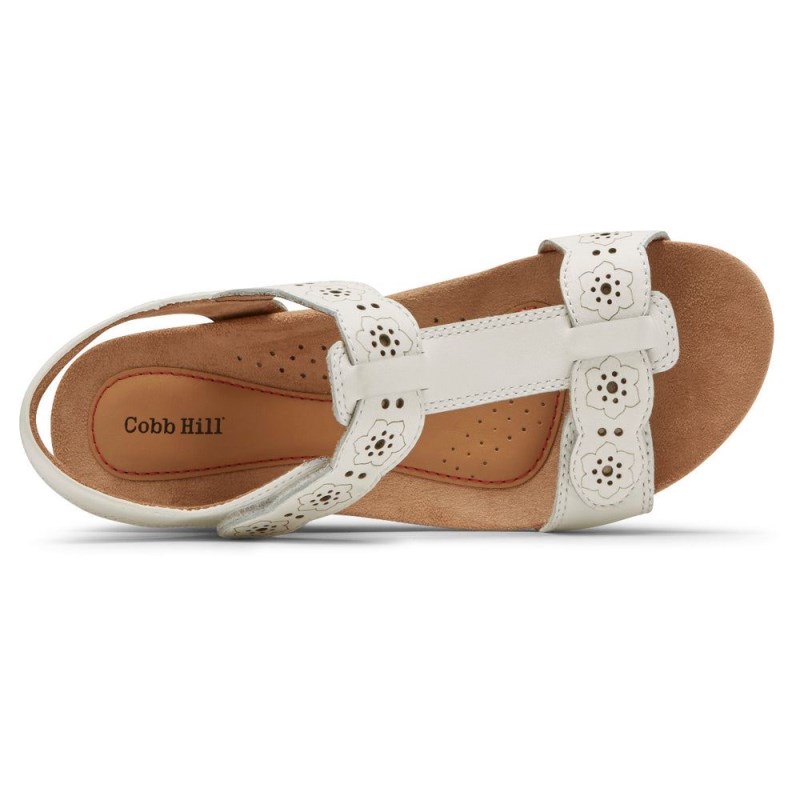 Rockport Hollywood T-Strap Women Wedge Sandals White Singapore | QR0-55225