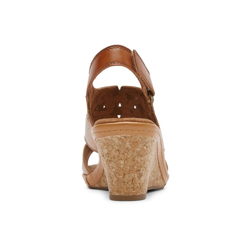 Rockport Janna Perforated Slingback Women Wedge Sandals Brown Singapore | YN5-81328