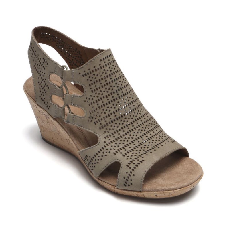 Rockport Janna Women Wedge Sandals Khaki Singapore | QB6-06810