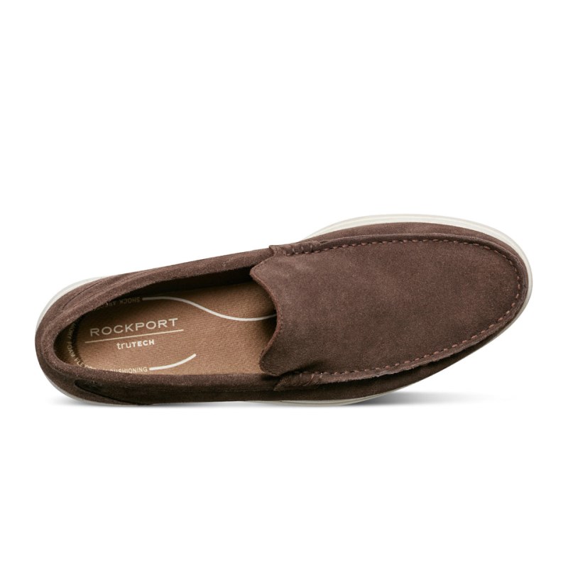 Rockport Jensen Casual Slip-on Almond Toe Men Loafers Dark Brown Singapore | XF4-05840