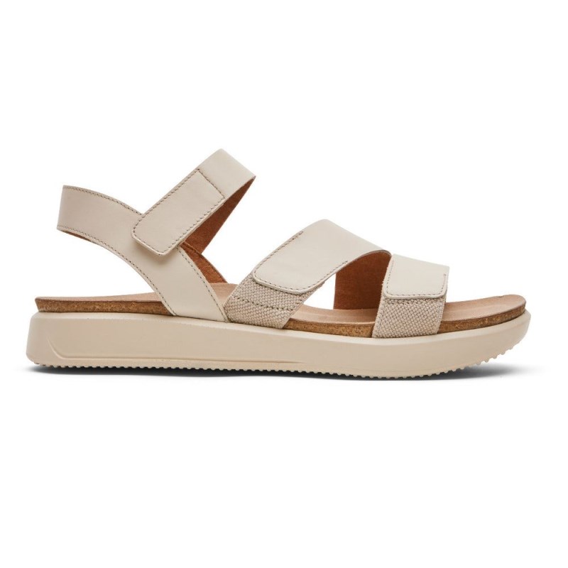 Rockport Kells Bay 3-Strap Women Sandals Cream Singapore | BM5-30903