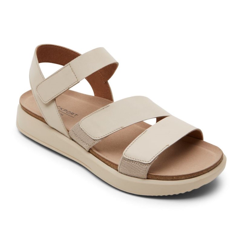 Rockport Kells Bay 3-Strap Women Sandals Cream Singapore | BM5-30903