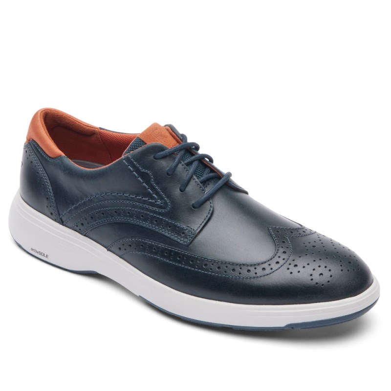 Rockport Noah Wing Tip Men Walking Shoes Navy Singapore | GC2-60256