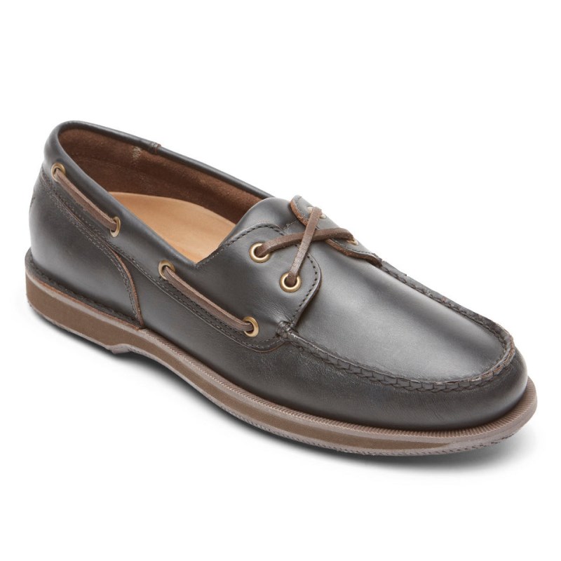 Rockport Perth Men Boat Shoes Dark Brown Singapore | KW3-90619