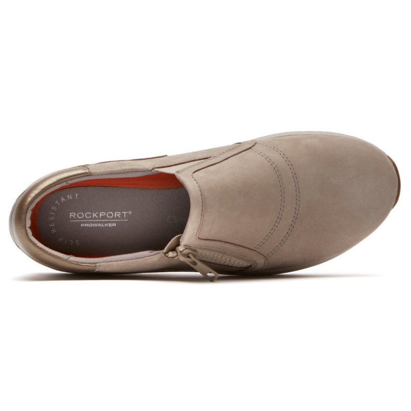 Rockport ProWalker truStride Slip-On Women Sneakers Grey Brown Singapore | EY8-77767