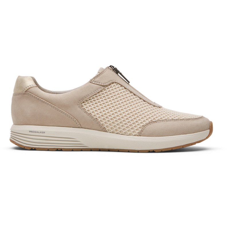 Rockport ProWalker truStride Zip Women Sneakers Cream Singapore | DI4-96179