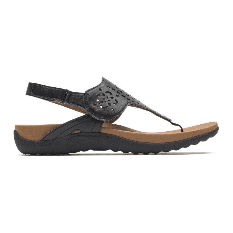 Rockport Ridge Circle Cutout Thong Women Sandals Black Singapore | TG2-13901