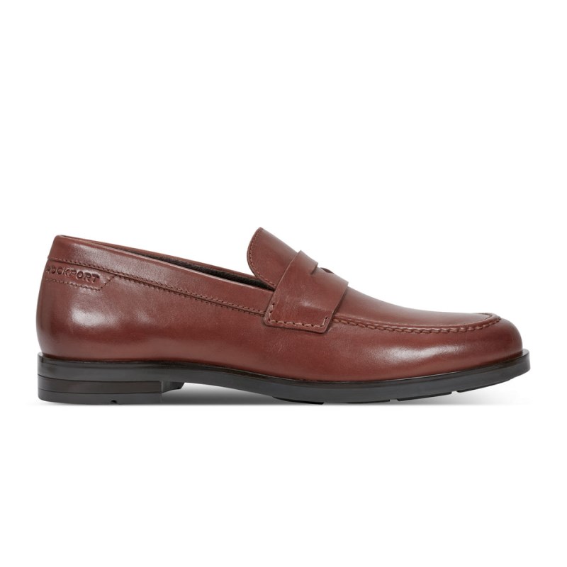 Rockport Sutton Dress Slip-on Penny Men Loafers Dark Brown Singapore | FO0-12851