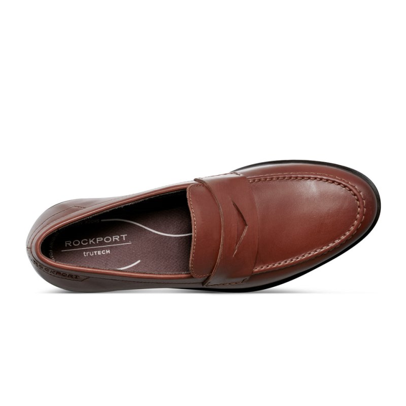 Rockport Sutton Dress Slip-on Penny Men Loafers Dark Brown Singapore | FO0-12851