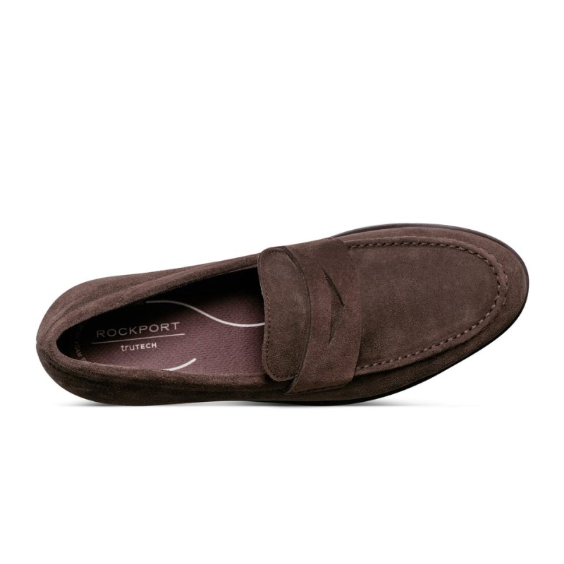 Rockport Sutton Dress Slip-on Penny Men Loafers Dark Brown Singapore | RA1-06300