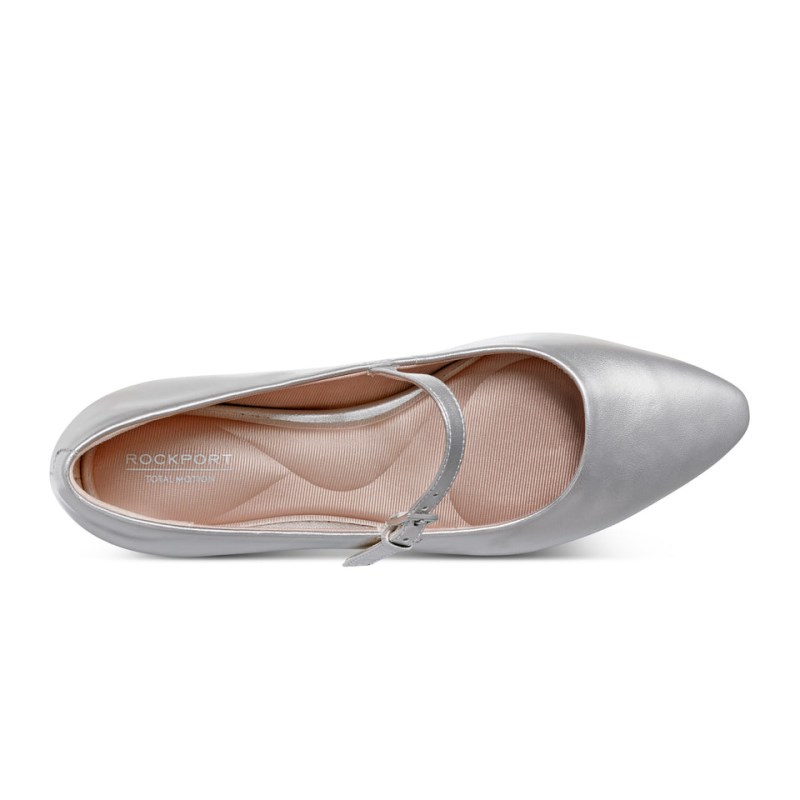 Rockport Taren Total Motion Pointy Toe Dress Women Ballet Flats Silver Singapore | AL4-46594