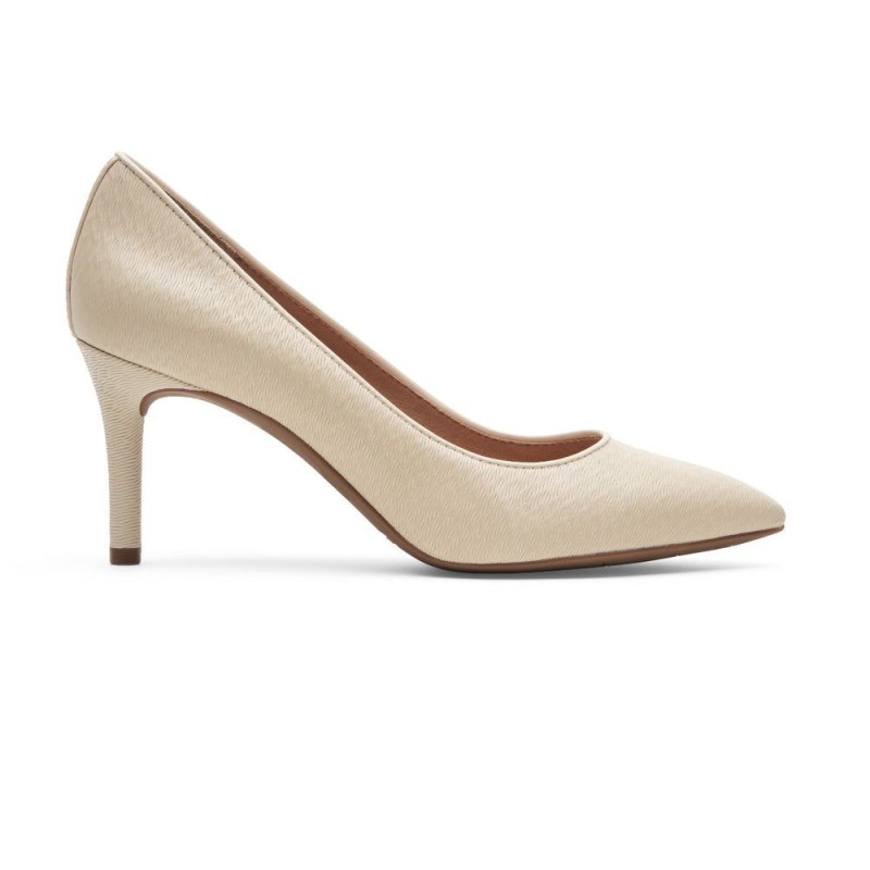 Rockport Total Motion 75mm Pointed Toe Heel Women Pumps Cream Singapore | IX9-83488