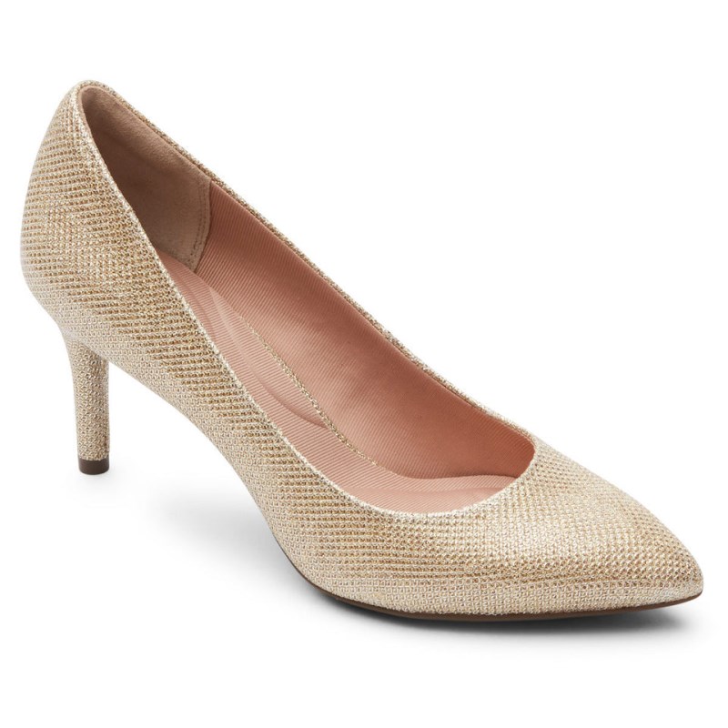 Rockport Total Motion 75mm Pointed Toe Women Pumps Gold Singapore | RC7-03020