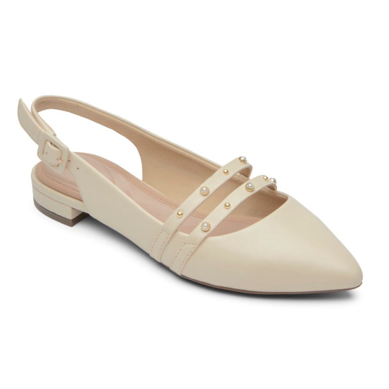 Rockport Total Motion Adelyn Strappy Women Ballet Flats Cream Singapore | WR5-67626