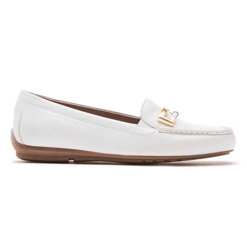 Rockport Total Motion Driver Ornament Women Loafers White Singapore | QL4-17181