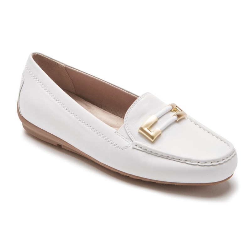 Rockport Total Motion Driver Ornament Women Loafers White Singapore | QL4-17181