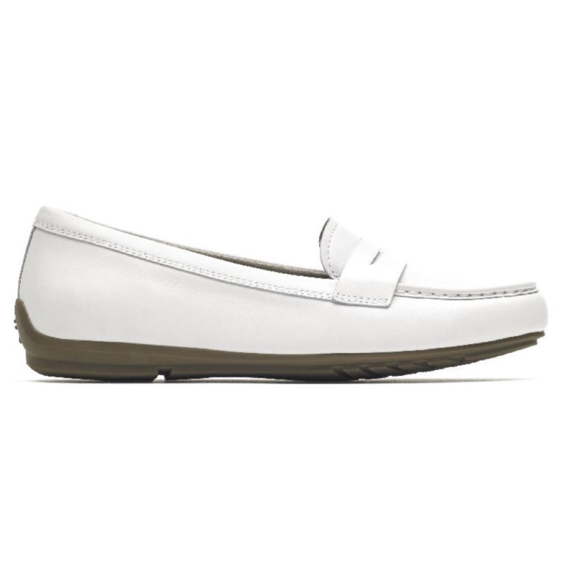 Rockport Total Motion Driver Penny Women Loafers White Singapore | FM2-00250