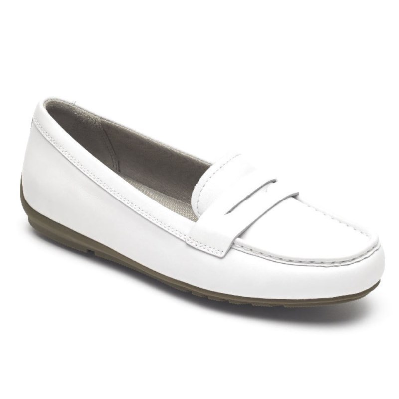 Rockport Total Motion Driver Penny Women Loafers White Singapore | FM2-00250