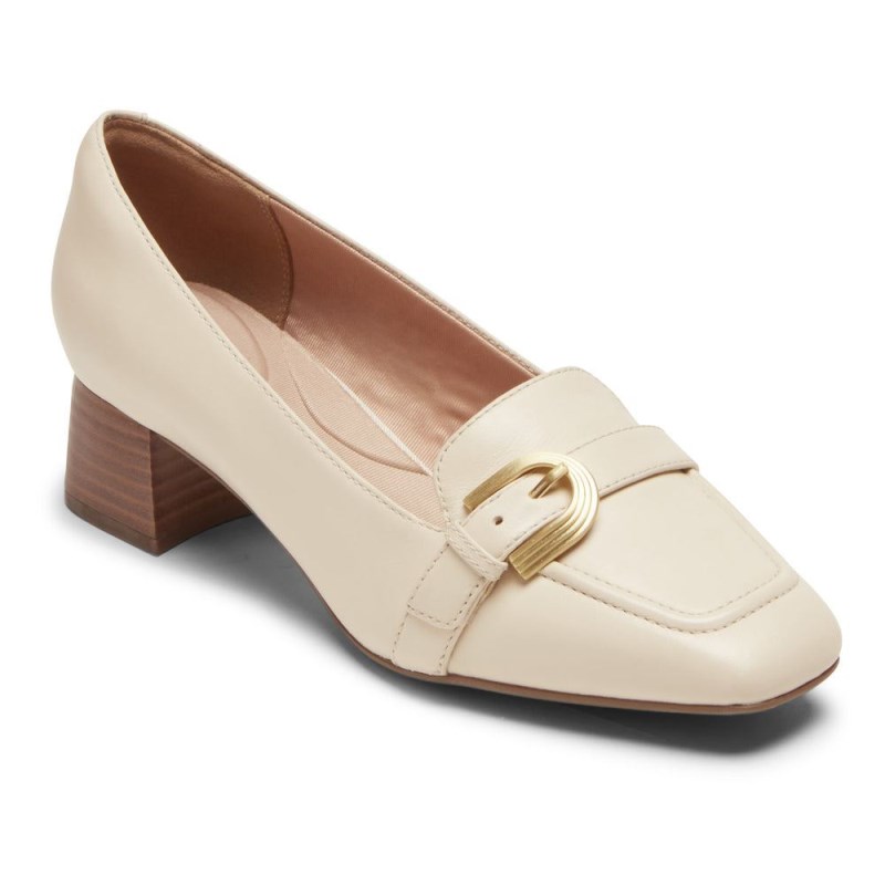 Rockport Total Motion Esma Belt Heel Women Loafers Cream Singapore | QJ8-76337