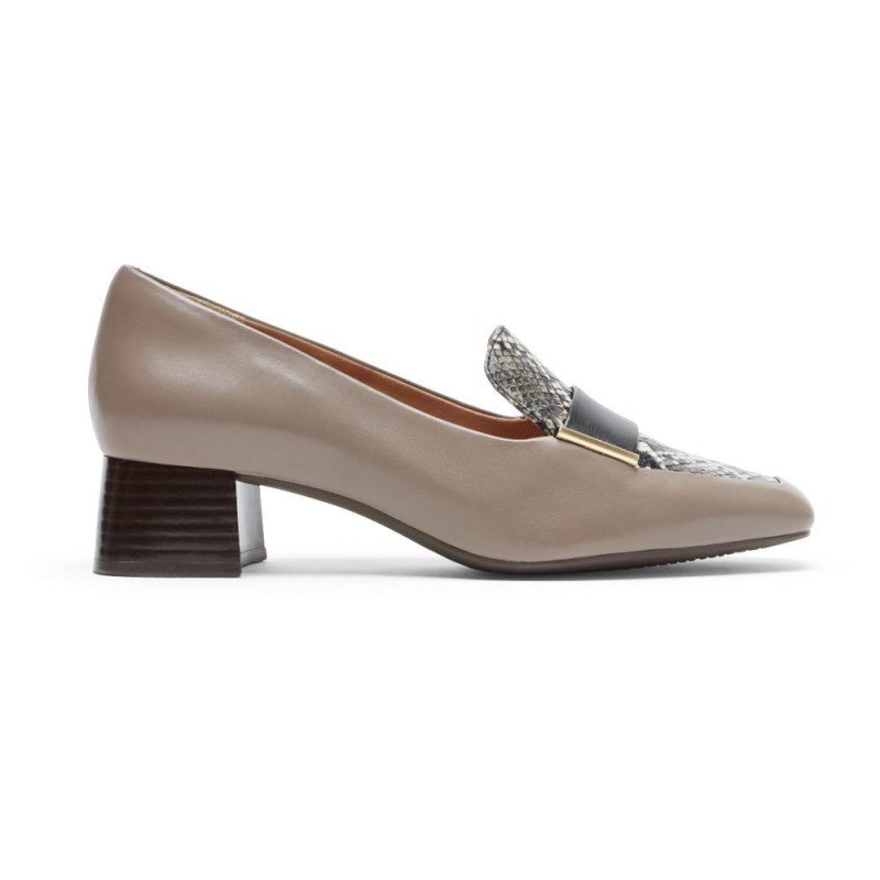 Rockport Total Motion Esma Heel Women Loafers Grey Brown Singapore | KD6-57915