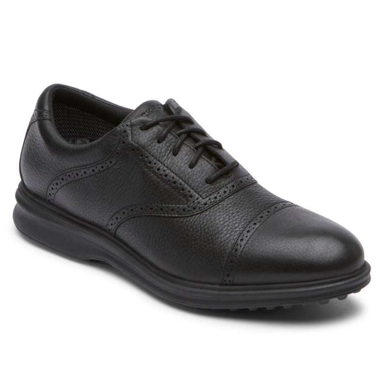 Rockport Total Motion Links Waterproof Men Golf Shoes Black Singapore | FE5-26182