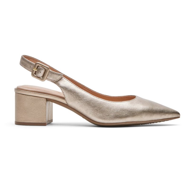 Rockport Total Motion Noelle Heel Women Slingback Gold Singapore | TR9-87118