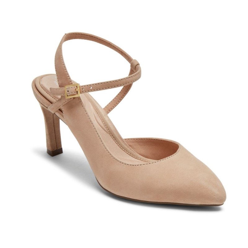 Rockport Total Motion Sheehan Strappy Heel Women Slingback Beige Singapore | JX1-15211