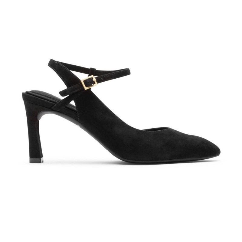 Rockport Total Motion Sheehan Strappy Heel Women Slingback Black Singapore | YF5-35773