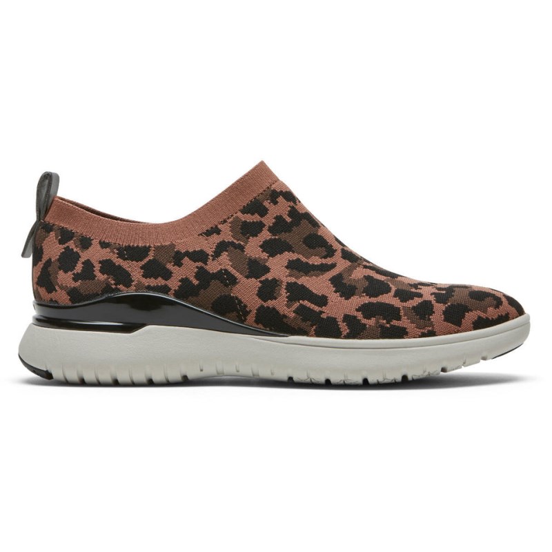 Rockport Total Motion Sport High Slip-On Women Sneakers Brown Leopard Singapore | ZA4-10921