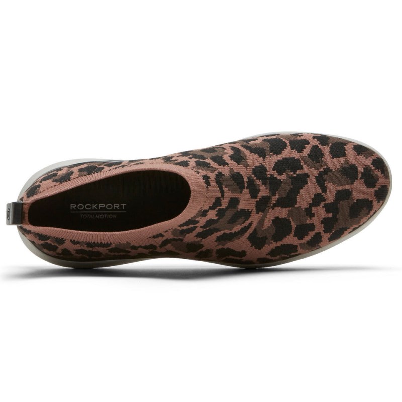 Rockport Total Motion Sport High Slip-On Women Sneakers Brown Leopard Singapore | ZA4-10921