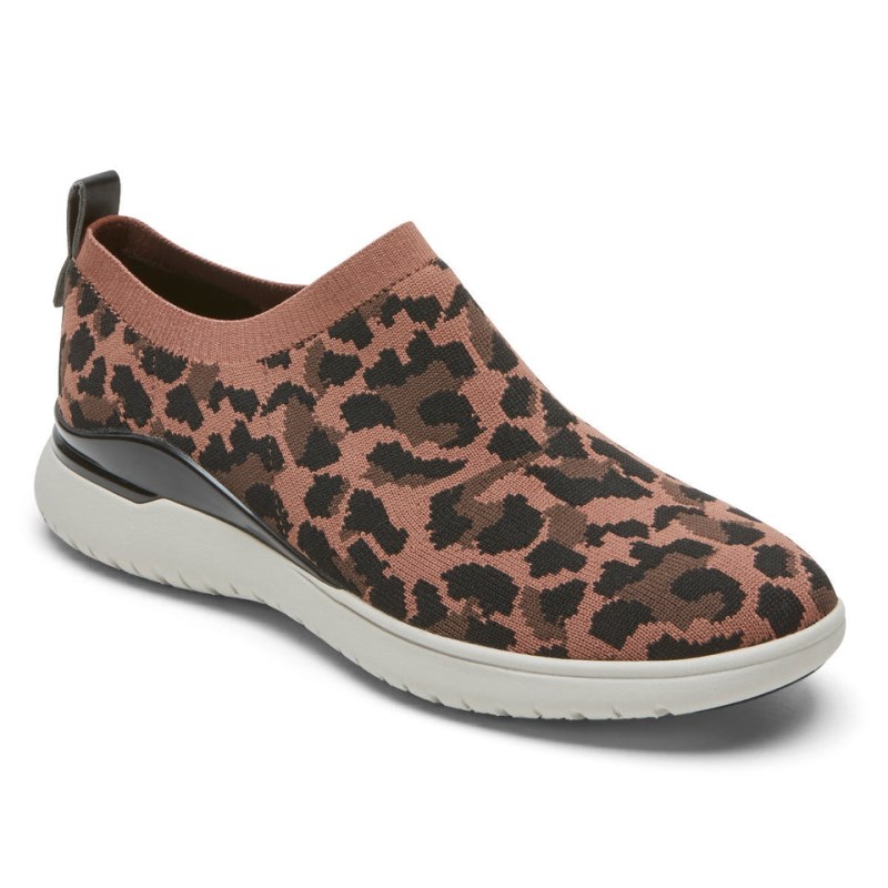 Rockport Total Motion Sport High Slip-On Women Sneakers Brown Leopard Singapore | ZA4-10921