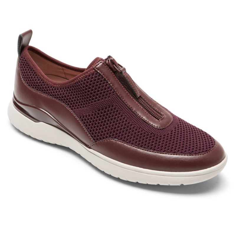 Rockport Total Motion Sport Zip Women Sneakers Dark Red Singapore | FH7-65556