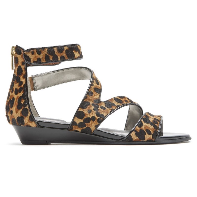 Rockport Total Motion Zandra Strappy Women Sandals Brown Leopard Singapore | IY6-87758