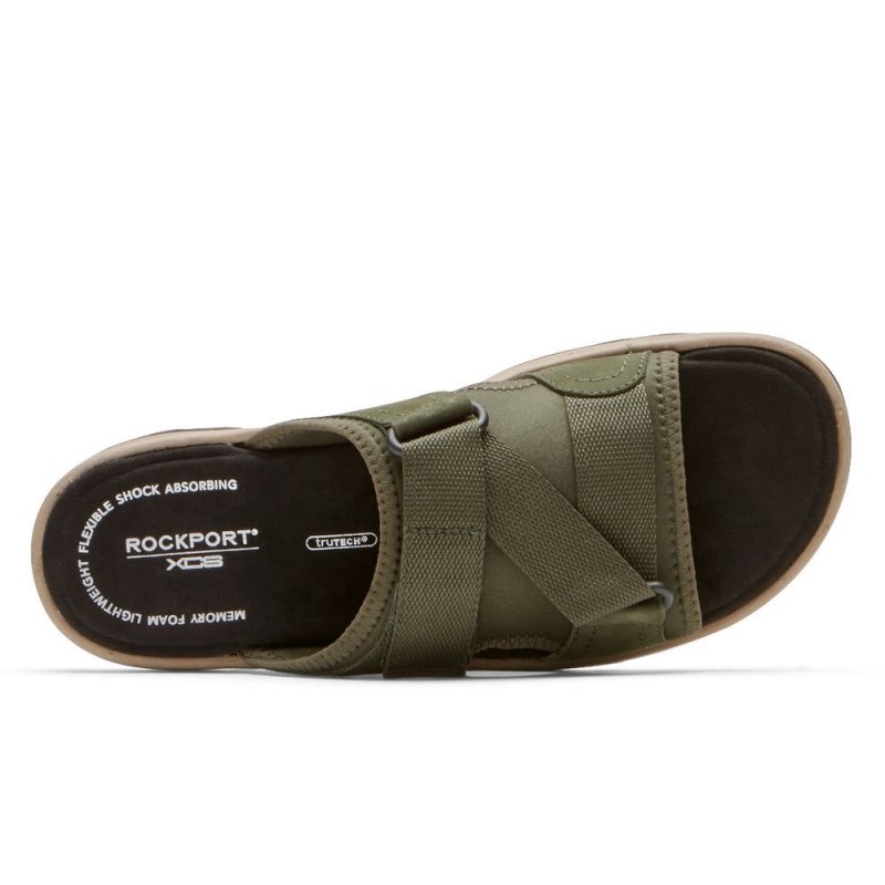 Rockport Trail Technique II Velcro Men Slides Olive Singapore | IP8-08220